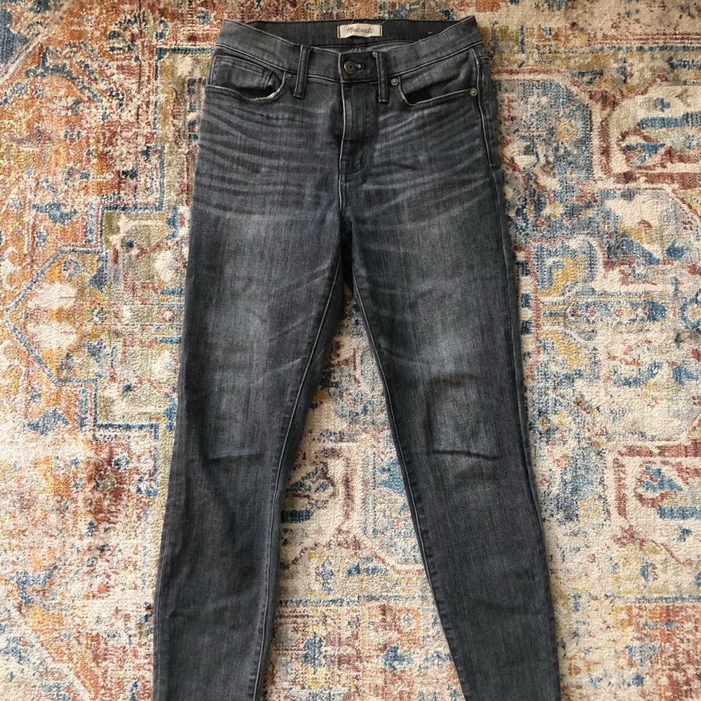 High rise faded jeans